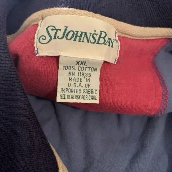 St Johns Bay Vintage Polo Shirt Mens Size XXL 2XL Blue Made In USA 100% Cotton - Picture 2 of 10
